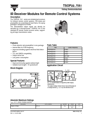 TSOP2237YA1 Datasheet PDF Vishay Semiconductors