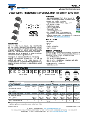 VO617A Datasheet PDF Vishay Semiconductors