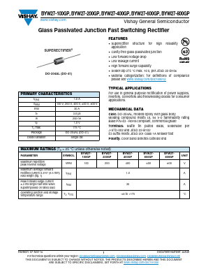 BYW27-100GP Datasheet PDF Vishay Semiconductors