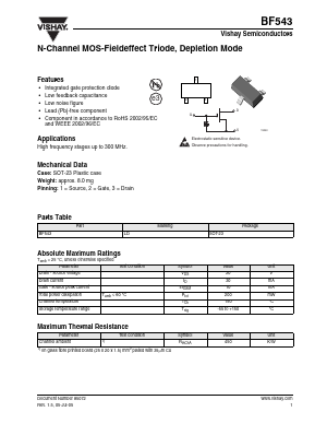 BF543 Datasheet PDF Vishay Semiconductors