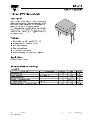 BPW34 Datasheet PDF Vishay Semiconductors