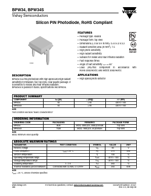 BPW34 Datasheet PDF Vishay Semiconductors