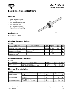 1N5417 Datasheet PDF Vishay Semiconductors