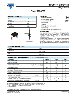 IRFD9110 Datasheet PDF Vishay Semiconductors