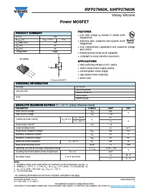 IRFP27N60K Datasheet PDF Vishay Semiconductors