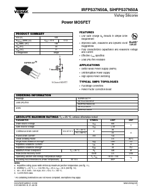 IRFPS37N50APBF Datasheet PDF Vishay Semiconductors