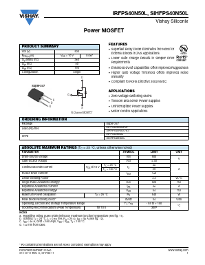 IRFPS40N50L Datasheet PDF Vishay Semiconductors