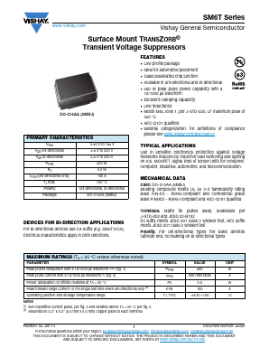 SM6T39A Datasheet PDF Vishay Semiconductors