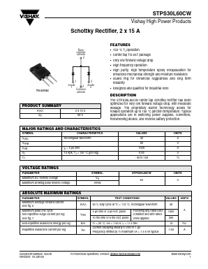 STPS30L60CWPBF Datasheet PDF Vishay Semiconductors