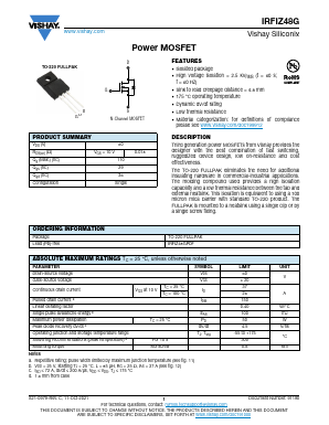 IRFIZ48G Datasheet PDF Vishay Semiconductors