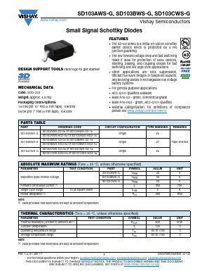 SD103AWS-HG3-18 Datasheet PDF Vishay Semiconductors