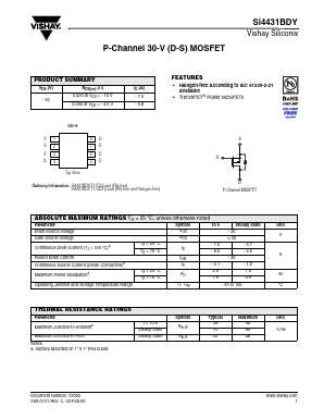 SI4431BDY-T1-E3 Datasheet PDF Vishay Semiconductors