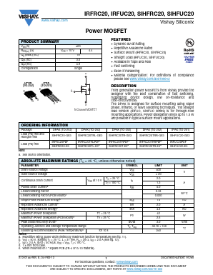 SIHFUC20-GE3 Datasheet PDF Vishay Semiconductors