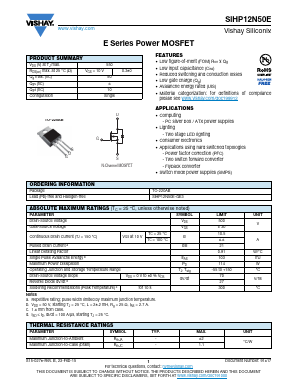 SIHP12N50E Datasheet PDF Vishay Semiconductors