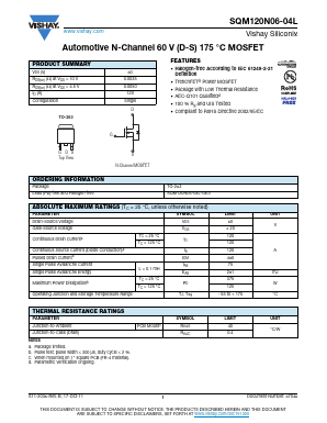 SQM120N06-04L Datasheet PDF Vishay Semiconductors