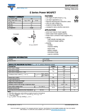 SIHP24N65E-E3 Datasheet PDF Vishay Semiconductors