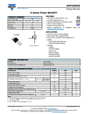 SIHP24N65E Datasheet PDF Vishay Semiconductors