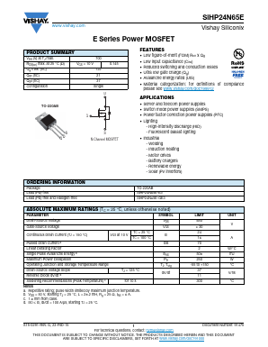 SIHP24N65E-GE3 Datasheet PDF Vishay Semiconductors