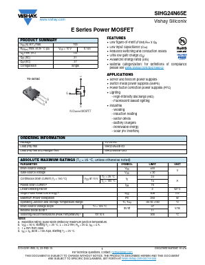SIHG24N65E-E3 Datasheet PDF Vishay Semiconductors