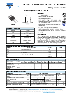 VS-30CTQ040PBF Datasheet PDF Vishay Semiconductors