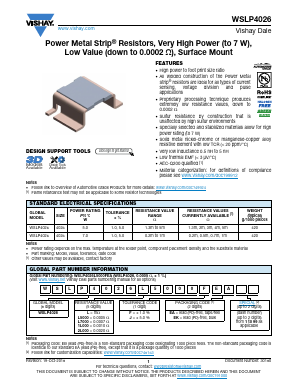 WSLP4026L7000FEA Datasheet PDF Vishay Semiconductors