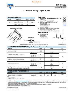 SIA433EDJ-T1-GE3 Datasheet PDF Vishay Semiconductors