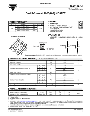 SIA911ADJ Datasheet PDF Vishay Semiconductors