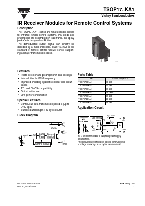 TSOP1736KA1 Datasheet PDF Vishay Semiconductors