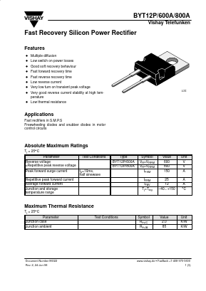 BYT12P800A Datasheet PDF Vishay Semiconductors