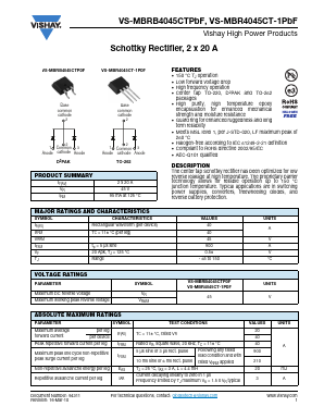 VS-MBRB4045CT-1TRRP Datasheet PDF Vishay Semiconductors