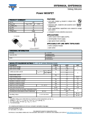 SIHFB9N60A Datasheet PDF Vishay Semiconductors