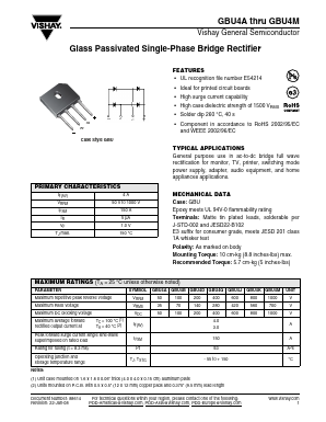 GBU4A-E345 Datasheet PDF Vishay Semiconductors
