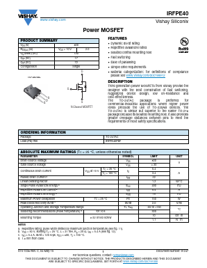 IRFPE40PBF Datasheet PDF Vishay Semiconductors