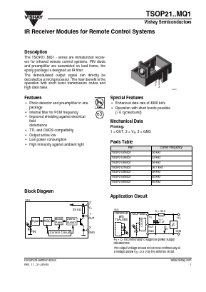 TSOP2130MQ1 Datasheet PDF Vishay Semiconductors