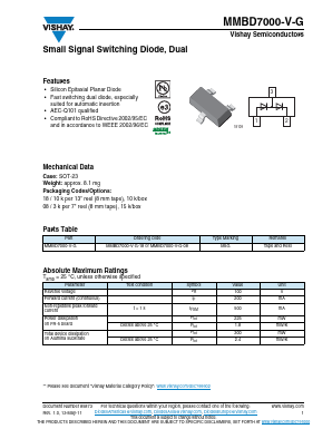 MMBD7000-V-G Datasheet PDF Vishay Semiconductors