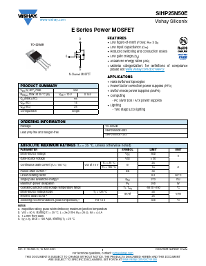 SIHP25N50E Datasheet PDF Vishay Semiconductors