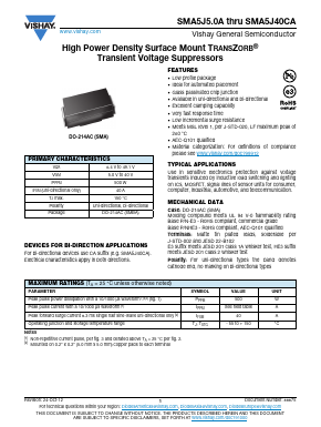 SMA5J13CA-E3 Datasheet PDF Vishay Semiconductors
