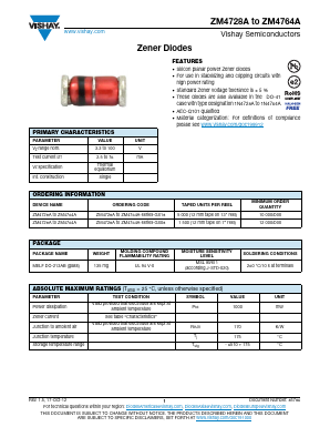 ZM4760A Datasheet PDF Vishay Semiconductors