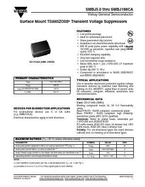 SMBJ110A Datasheet PDF Vishay Semiconductors