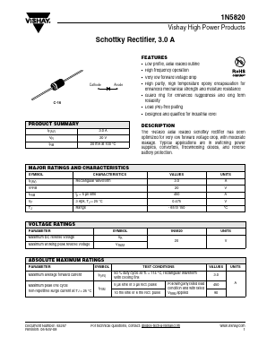 1N5820TR Datasheet PDF Vishay Semiconductors