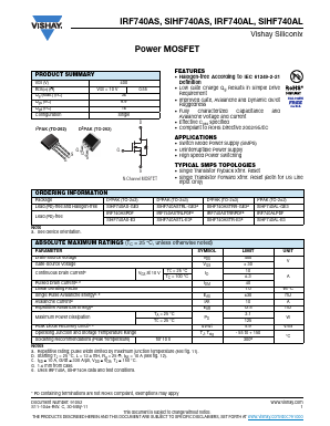 SIHF740AS-E3 Datasheet PDF Vishay Semiconductors