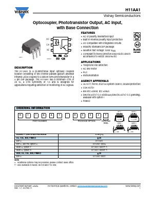 H11AA1-X001 Datasheet PDF Vishay Semiconductors