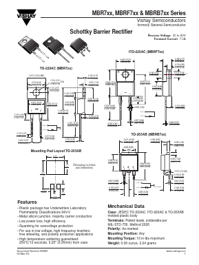 MBR760 Datasheet PDF Vishay Semiconductors