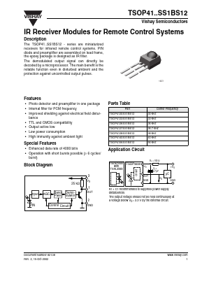 TSOP4130SS1BS12 Datasheet PDF Vishay Semiconductors