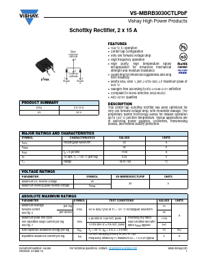 VS-MBRB3030CTLTRLPBF Datasheet PDF Vishay Semiconductors