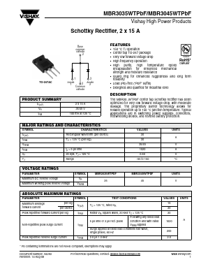 MBR3035WTPBF Datasheet PDF Vishay Semiconductors