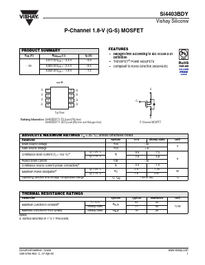 SI4403BDY-T1-GE3 Datasheet PDF Vishay Semiconductors