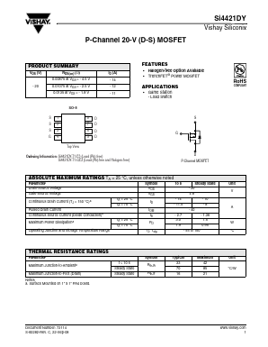 SI4421DY-T1-E3 Datasheet PDF Vishay Semiconductors