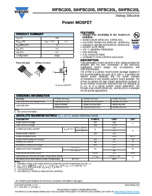 SIHFBC20STRL-GE3 Datasheet PDF Vishay Semiconductors