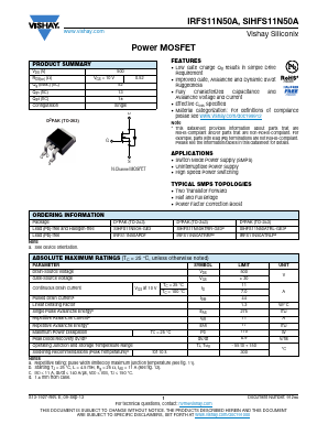 IRFS11N50ATRRP Datasheet PDF Vishay Semiconductors